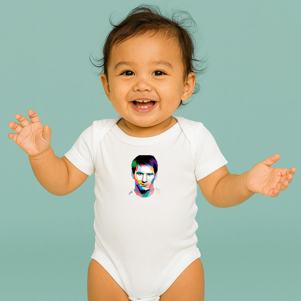 Lionel Messi Face Art Sports Baby Romper Onesie