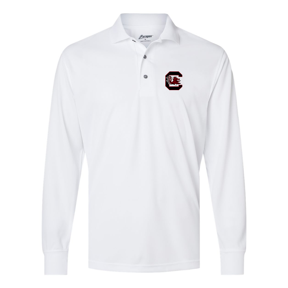 Men's  South Carolina Gamecocks Logo Paragon Prescott Long Sleeve Polo