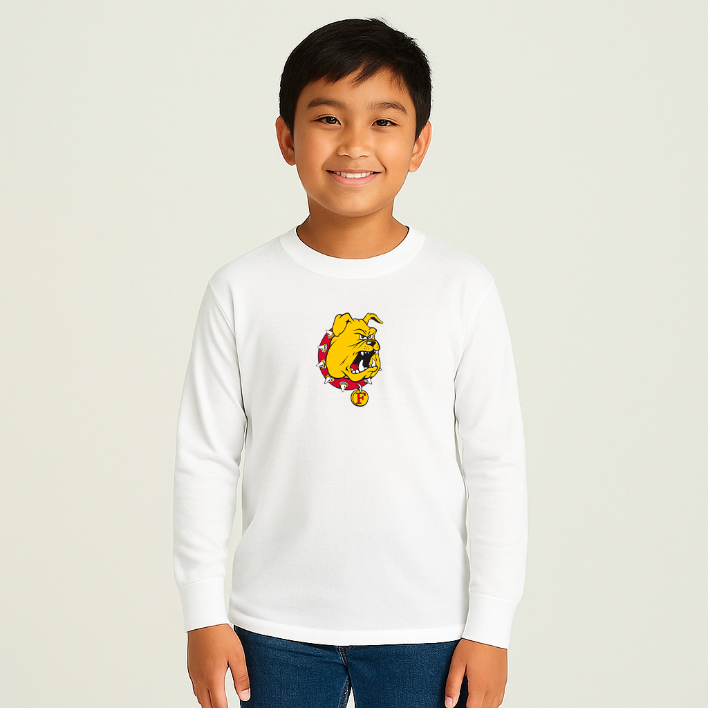 Youth Ferris State Bulldogs Logo Cotton Long Sleeve T-Shirt