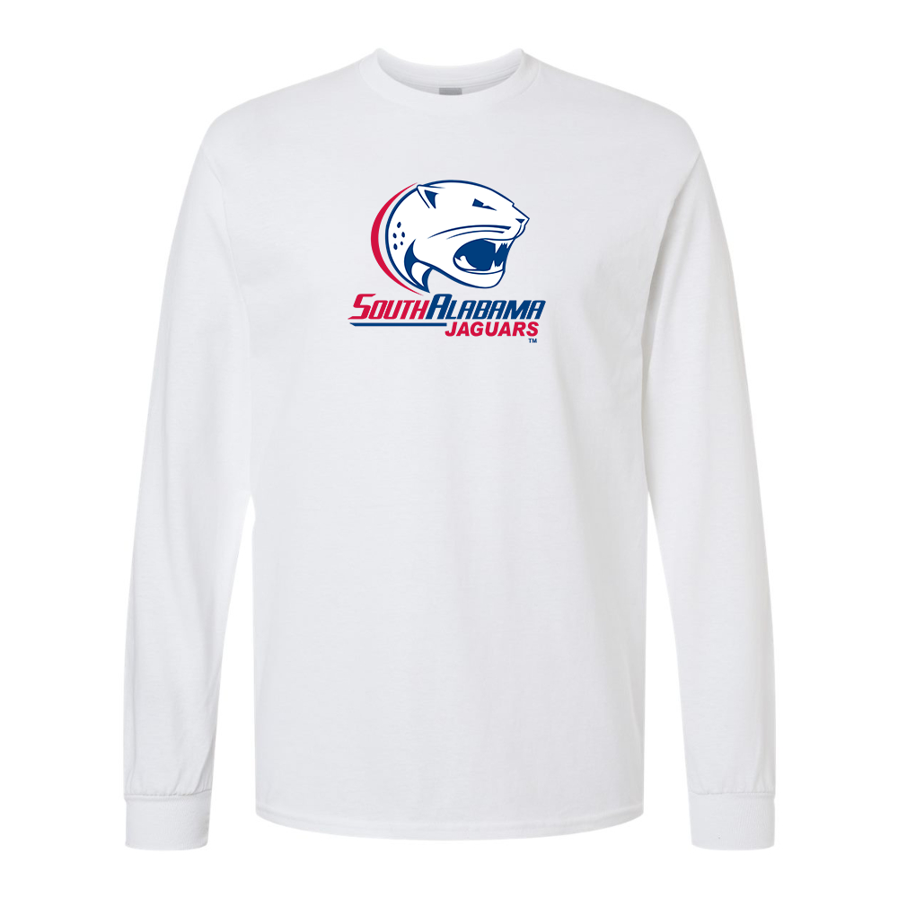 Men's South Alabama Jaguars Logo Gildan Heavy Cotton Long Sleeve T-Shirt