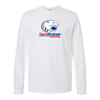 Men's South Alabama Jaguars Logo Gildan Heavy Cotton Long Sleeve T-Shirt