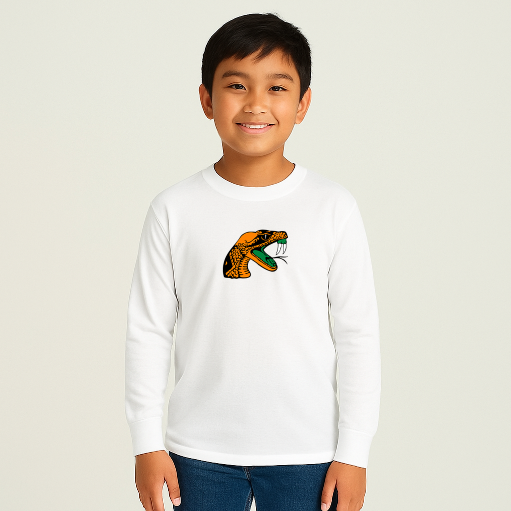Youth Florida AM Rattlers Logo Cotton Long Sleeve T-Shirt