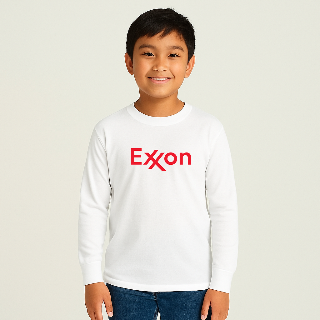 Youth Kids Exxon Gas Station Long Sleeve T-Shirt