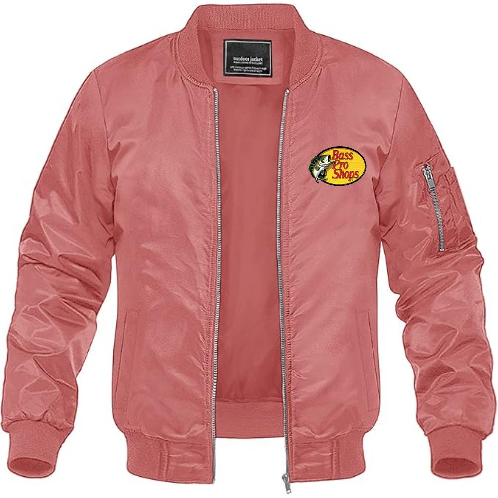 Men's Bass Pro Shops Logo Lightweight Bomber Jacket Windbreaker Softshell Varsity Jacket Coat