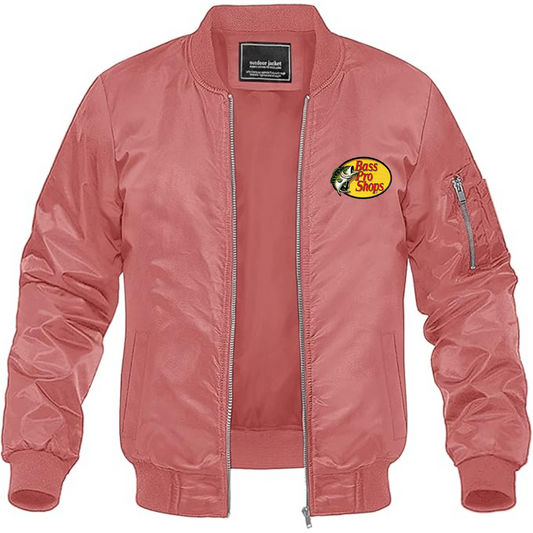 Men's Bass Pro Shops Logo Lightweight Bomber Jacket Windbreaker Softshell Varsity Jacket Coat
