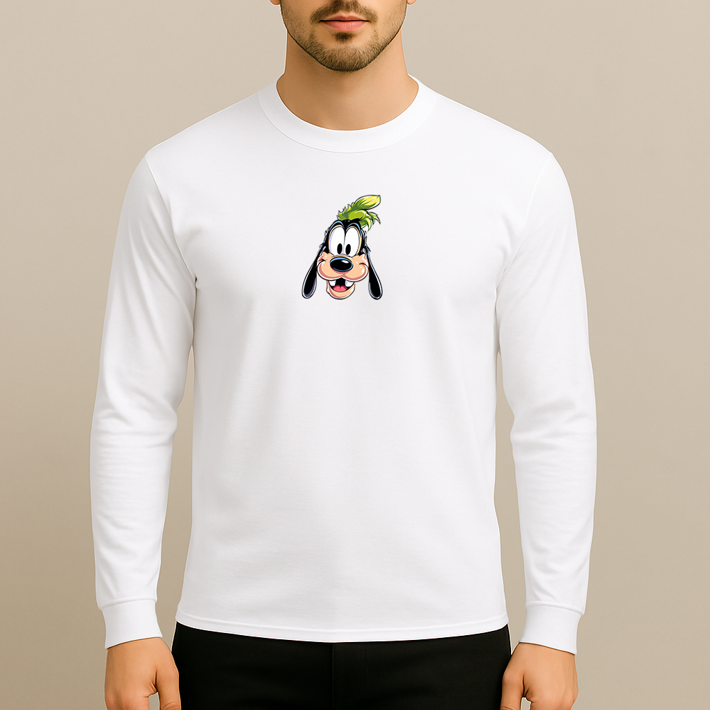 Men's Goofy Disney Smiley Face Long Sleeve T-Shirt