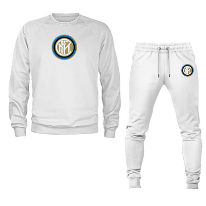 Men's Inter Milan Soccer Logo Crewneck Sweatshirt Joggers Suit