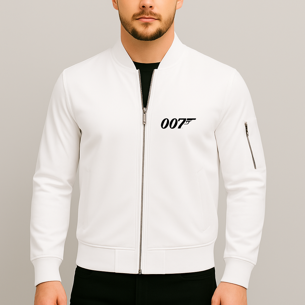 Men's 007 James Bond Movie Lightweight Bomber Jacket Windbreaker Softshell Varsity Jacket Coat