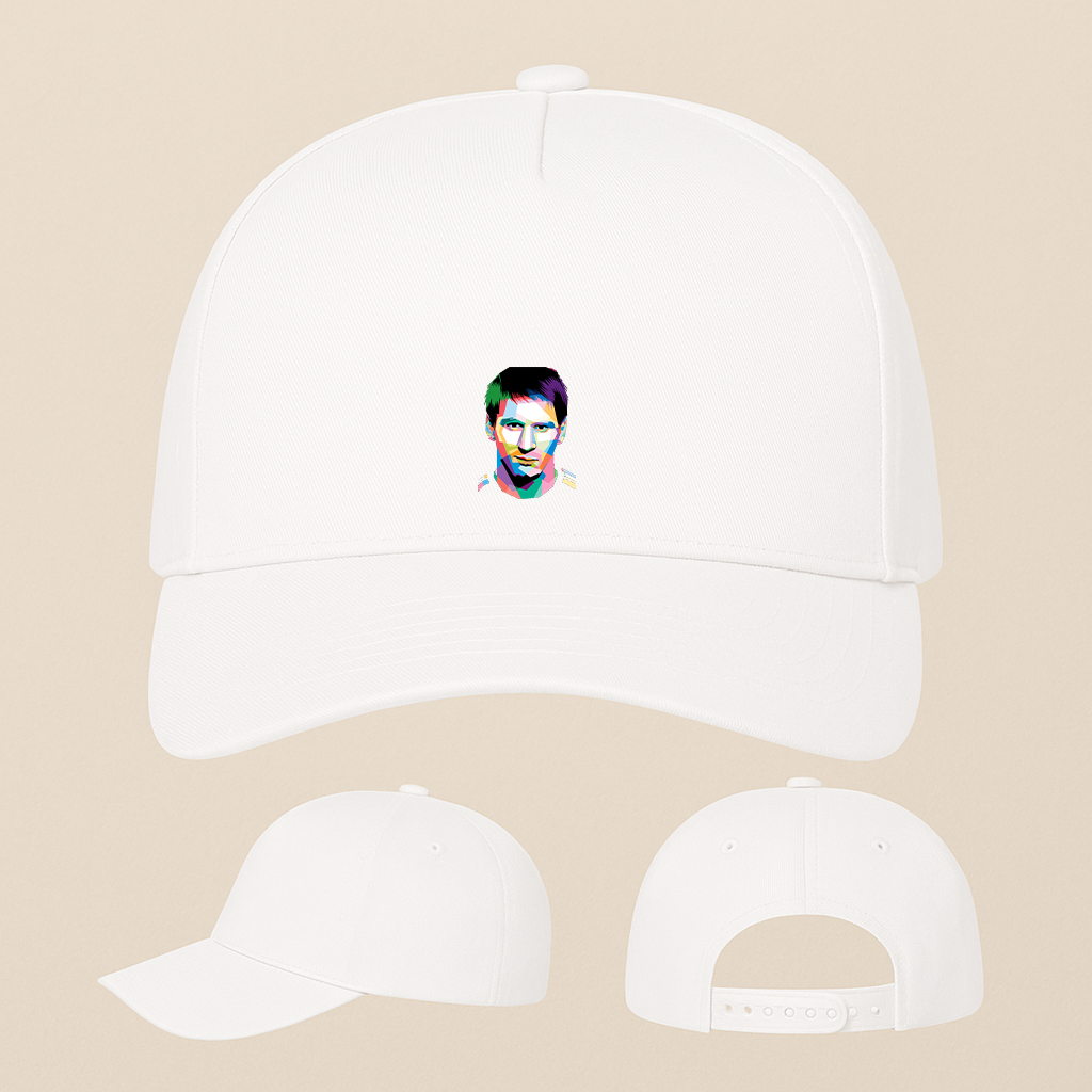 Lionel Messi Face Art Sports Five Panel Twill Snapback Cap