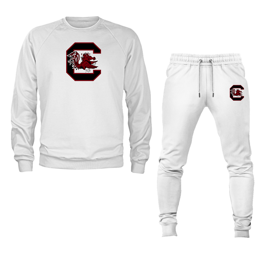 Men's South Carolina Gamecocks Logo Crewneck Sweatshirt Joggers Suit