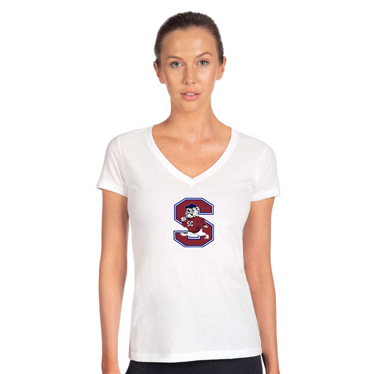 Women's South Carolina State Bulldogs Logo Next Level V-Neck T-Shirt