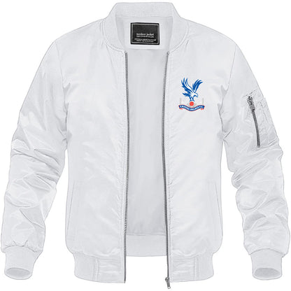 Men's Crystal Palace F.C Lightweight Bomber Jacket Windbreaker Softshell Varsity Jacket Coat