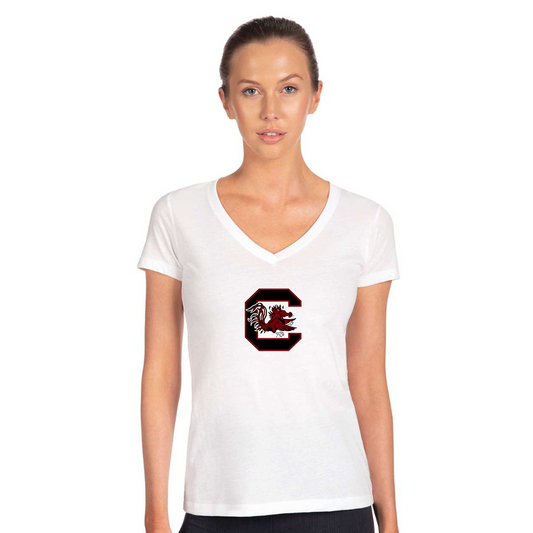 Women's South Carolina Gamecocks Logo  Next Level V-Neck T-Shirt