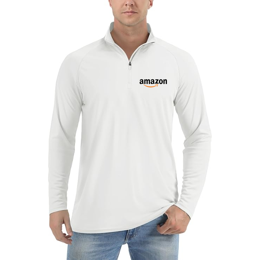 Men's Amazon Logo  Lightweight Quarter-Zip Athletic Shirt Long Sleeve Performance Wear