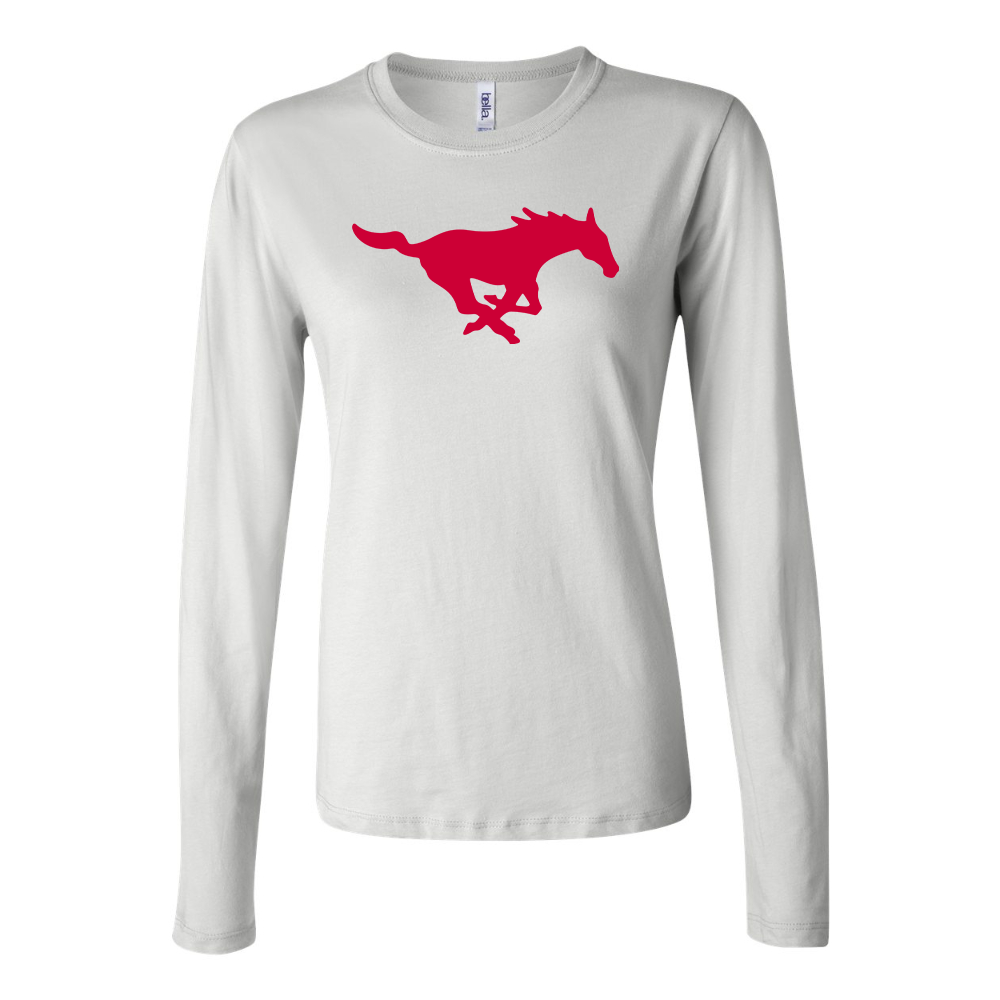 BELLA CANVAS Women’s SMU Mustangs Logo Jersey Long Sleeve Tee