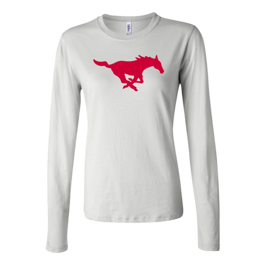 BELLA CANVAS Women’s SMU Mustangs Logo Jersey Long Sleeve Tee
