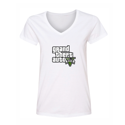 Women's GTA 5 Grand Theft Auto V V-Neck T-Shirt Game