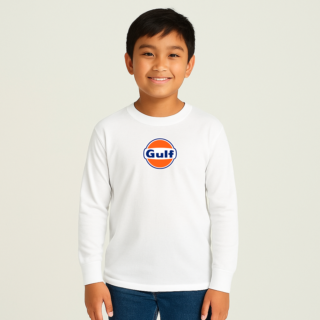 Youth Gulf Oil Logo Cotton Long Sleeve T-Shirt