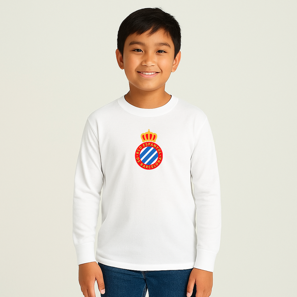 Youth Espanyol Soccer Logo Cotton Long Sleeve T-Shirt