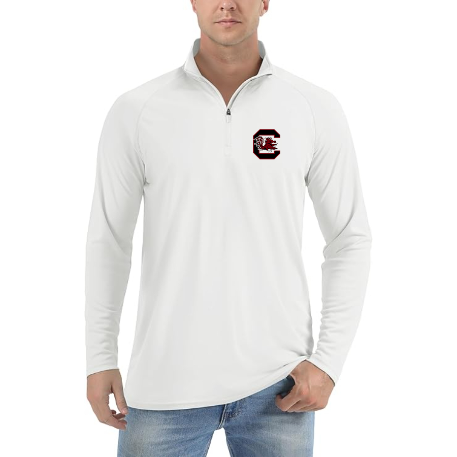 Men's South Carolina Gamecocks Logo  Lightweight Quarter-Zip Athletic Shirt Long Sleeve Performance Wear