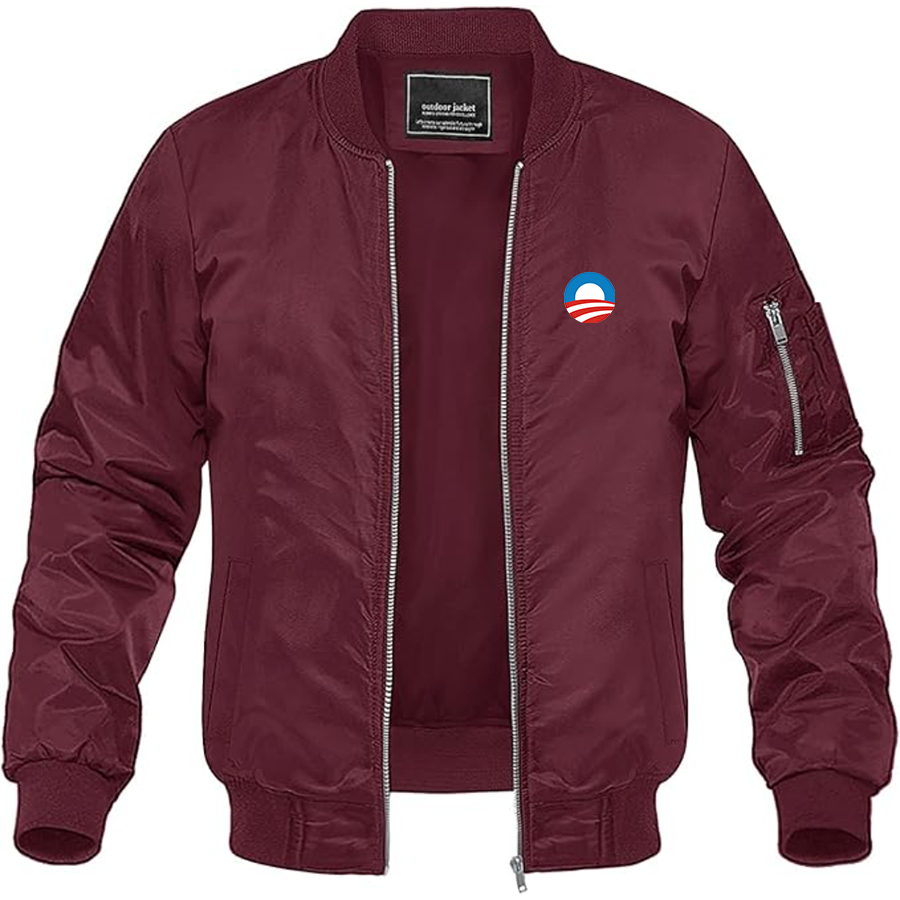Men's Obama Logo Lightweight Bomber Jacket Windbreaker Softshell Varsity Jacket Coat