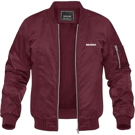 Men's Brabus Logo Lightweight Bomber Jacket Windbreaker Softshell Varsity Jacket Coat
