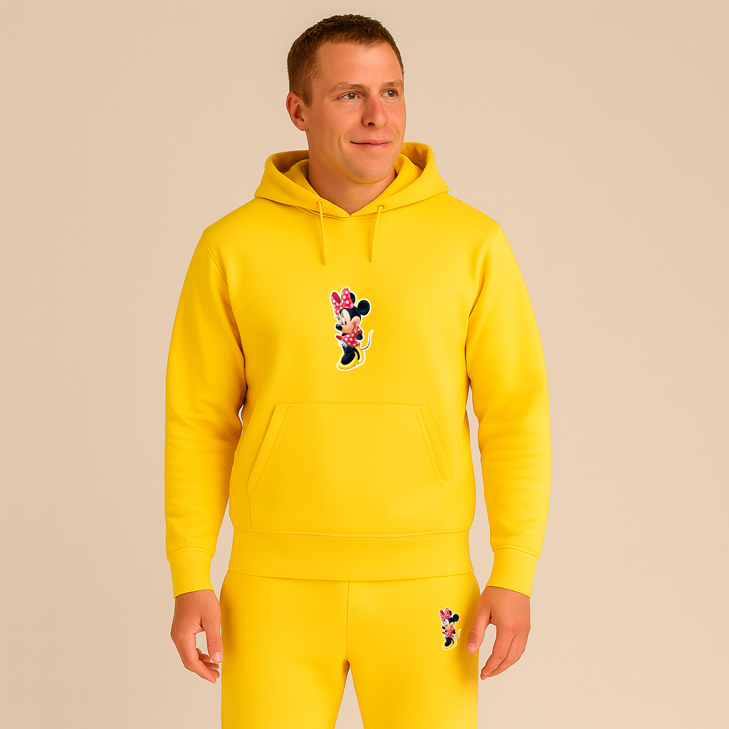 Men's Minnie Mouse Cartoon Hoodie Joggers Set