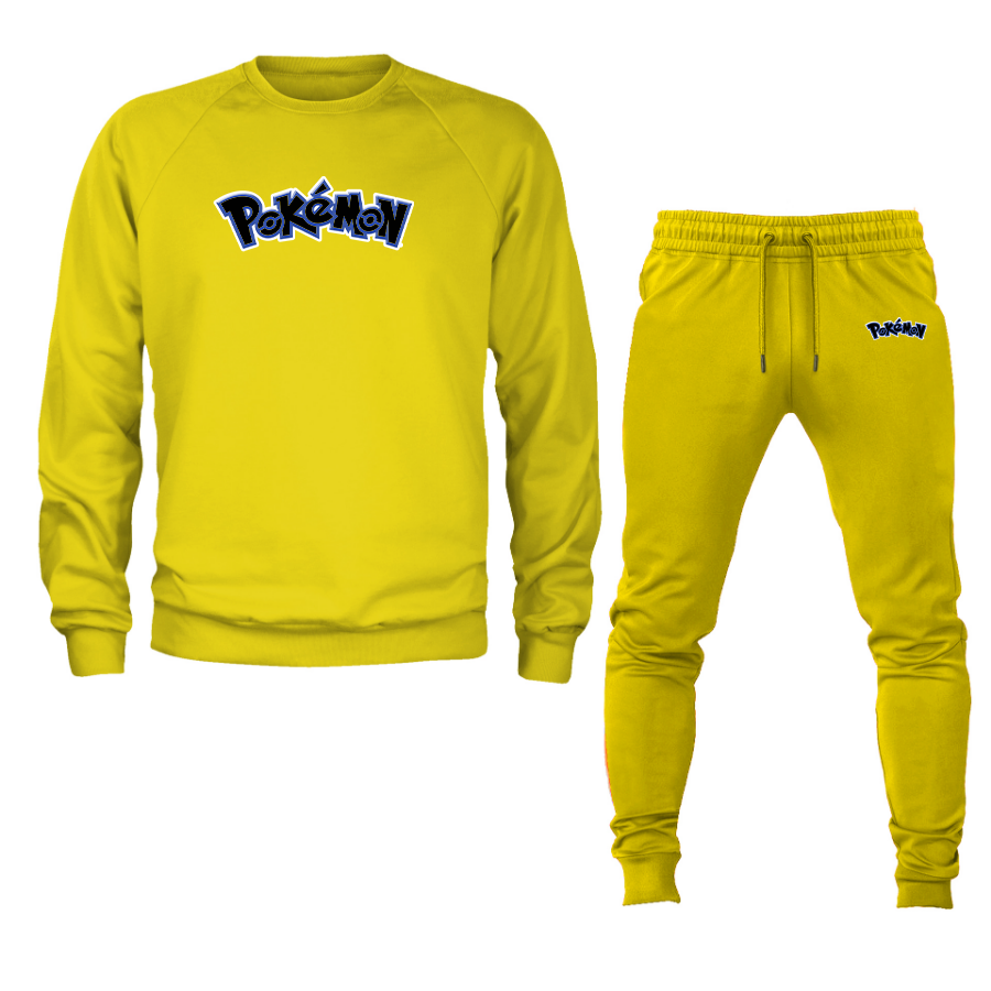 Men's Pokemon Cartoon Crewneck Sweatshirt Joggers Suit