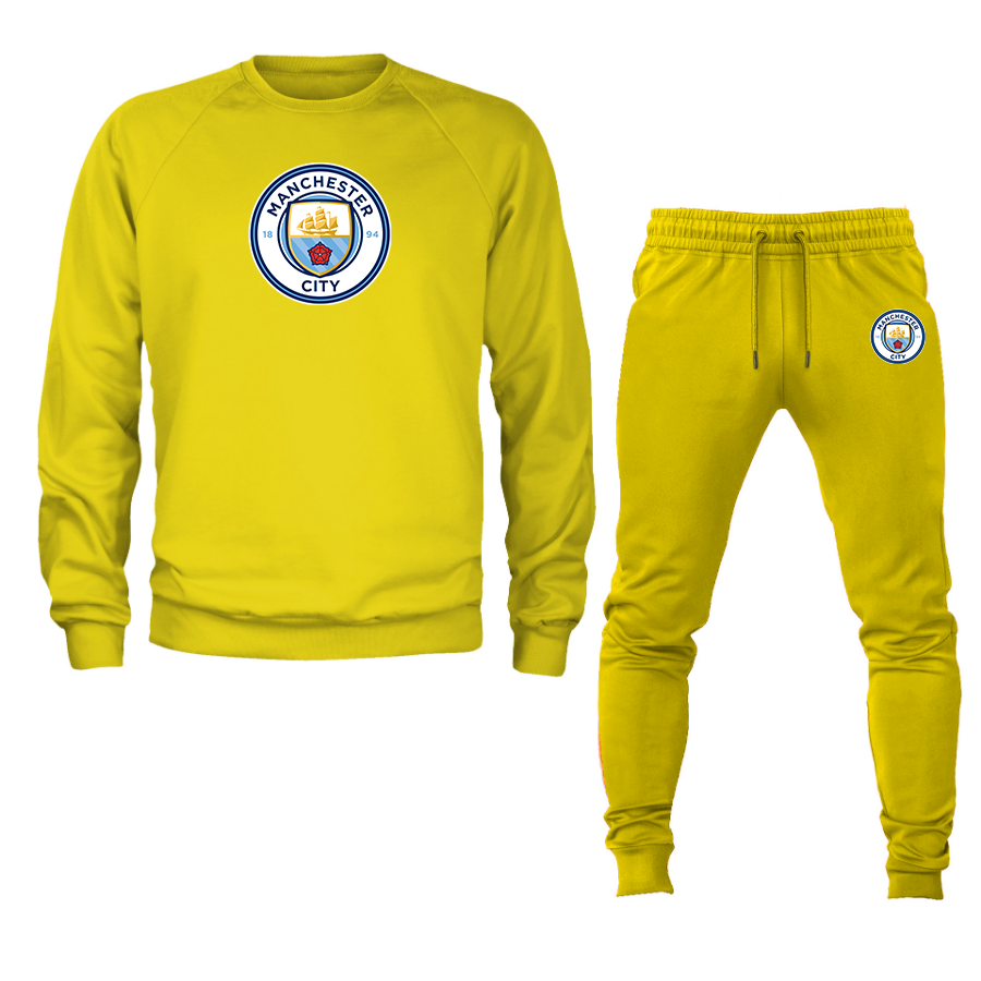 Men's Manchester City  Soccer Logo Crewneck Sweatshirt Joggers Suit