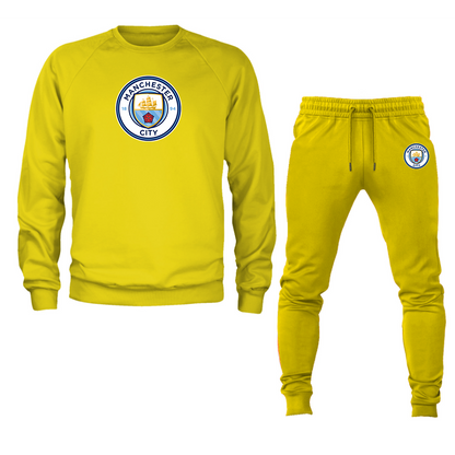 Men's Manchester City  Soccer Logo Crewneck Sweatshirt Joggers Suit