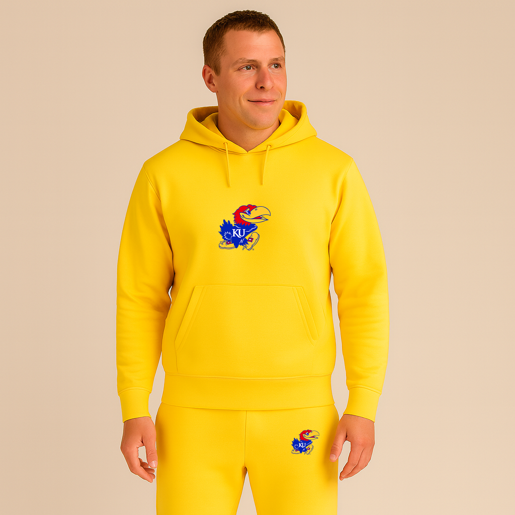 Men's Kansas Jayhawks Logo Hoodie Joggers Set