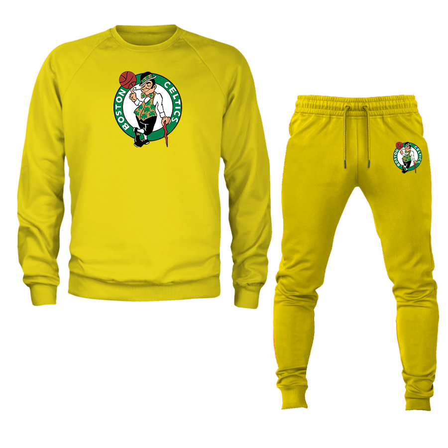 Men's Boston Celtics Logo Crewneck Sweatshirt Joggers Suit
